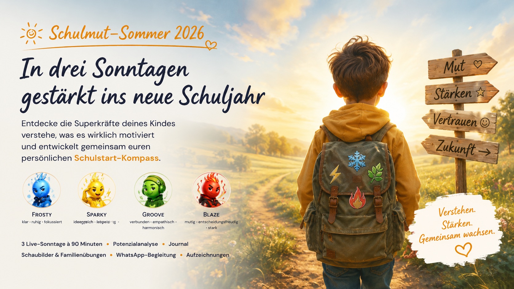 🌞 Schulmut-Sommer 2026 In drei Sonntagen gestärkt ins neue Schuljahr.